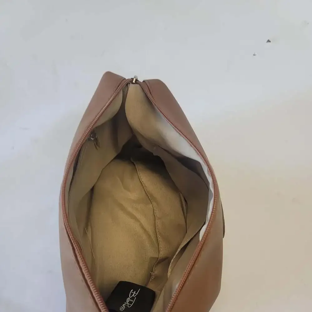 Belle Russo Brown Faux Leather Toiletry Wash Bag Set of 2